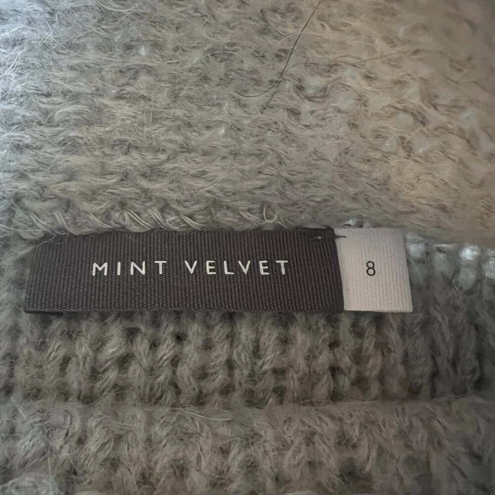 Mint Velvet Women’s Cable Knit Sleeve Mock Neck Sweater Jumper Grey 8‎ - Picture 5 of 7